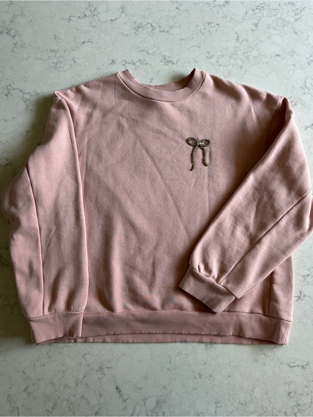 a new day Pink Crewneck Sweatshirt with Beaded Bow